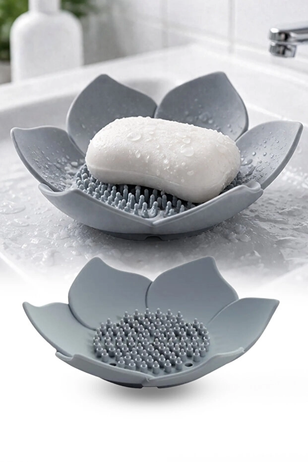 Toptan%20Lotus%20Sabun%20ve%20Sünger%20Tutacağı%20|%20Silikon%20Su%20Giderli%20Sabunluk