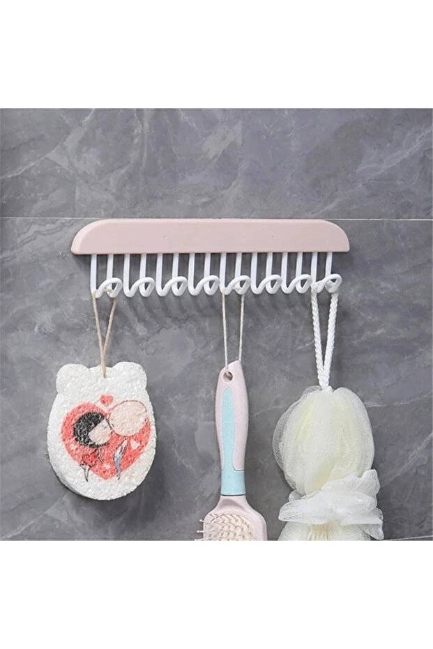 Toptan%208%20Kancalı%20Çok%20Amaçlı%20Yapışkanlı%20Askı%20|%20Mutfak%20ve%20Banyo%20Dolap%20İçi%20Askılık