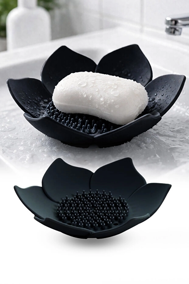 Toptan%20Lotus%20Sabun%20ve%20Sünger%20Tutacağı%20|%20Silikon%20Su%20Giderli%20Sabunluk