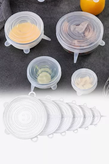 Toptan Tekrar Kullanılabilir Gıda Saklama Streç Kapağı | 6’lı Silikon Kapak Seti | İKONYA Plus