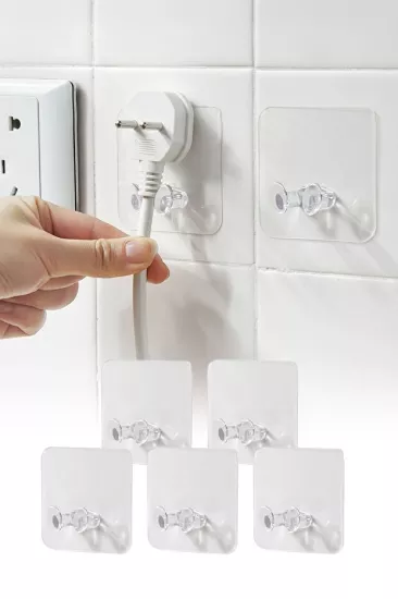 Toptan Nano Priz Askısı 5’li Paket | Şeffaf Kablo ve Fiş Tutucu | İKONYA Plus